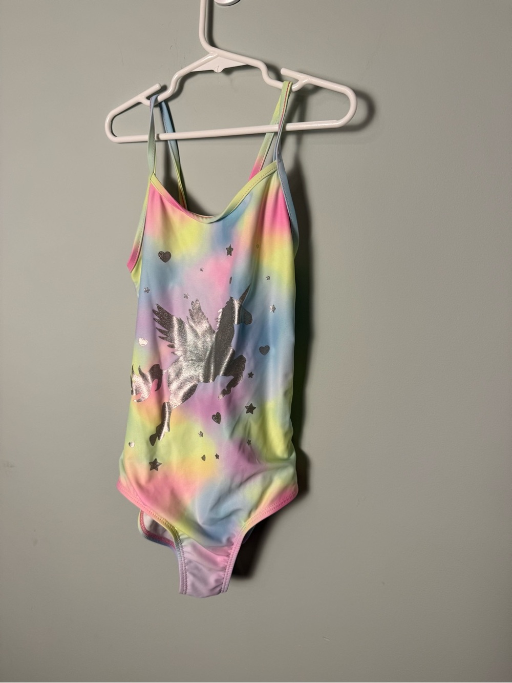 Girls' Rainbow Tie-Dye Unicorn One-Piece Swimsuit Size 7/8